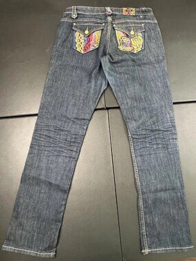 Coogi Jeans Juniors Size 11/12 Blue Embellished Skinny Leg Sweater Pattern
